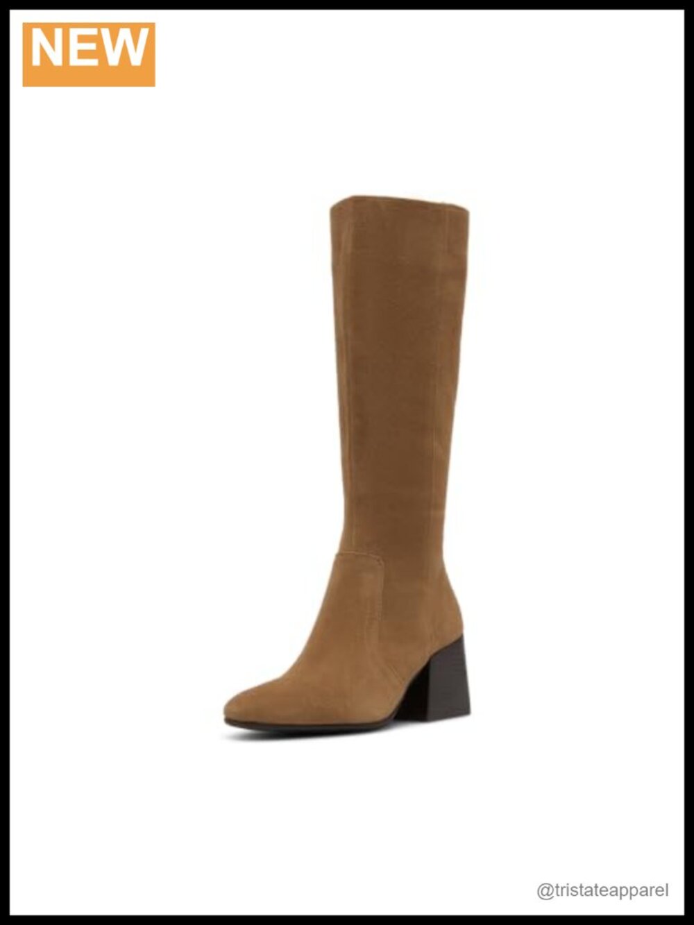 Waterproof Knee High Suede Boots, Square Toe Block Heel Fall